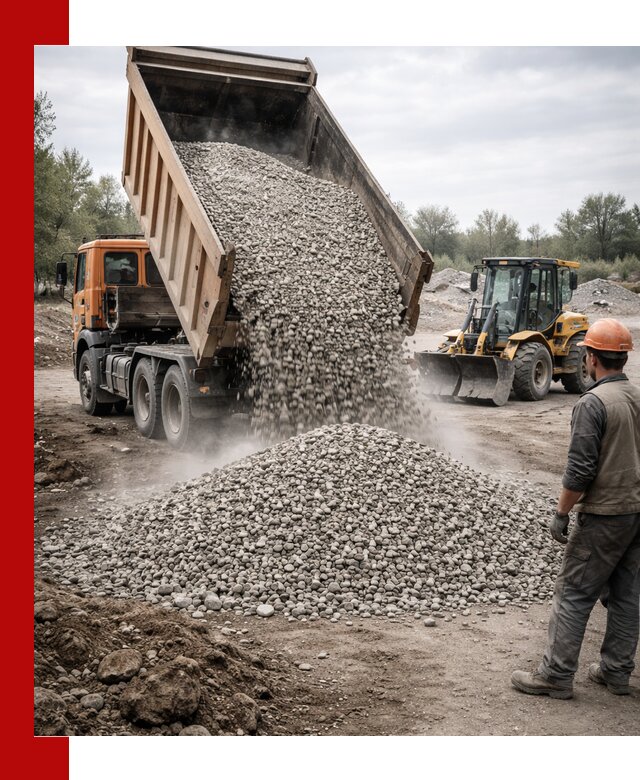 Доставка щебня в Новокубанске крупными и мелкими фракциями