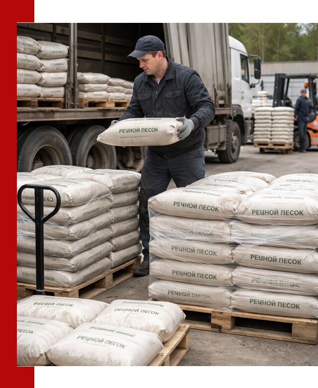 Речной песок в мешках с доставкой в Новокубанске
