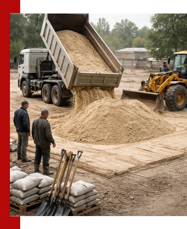 Доставка мытого песка в Новокубанске с самосвалами по выгодной цене