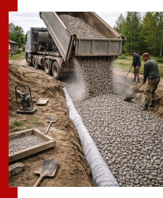 Гравий для дренажа с доставкой в Новокубанске качественный и недорогой