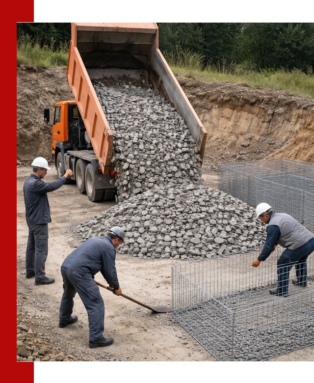 Камень для габионов с доставкой в Новокубанске быстро и надёжно