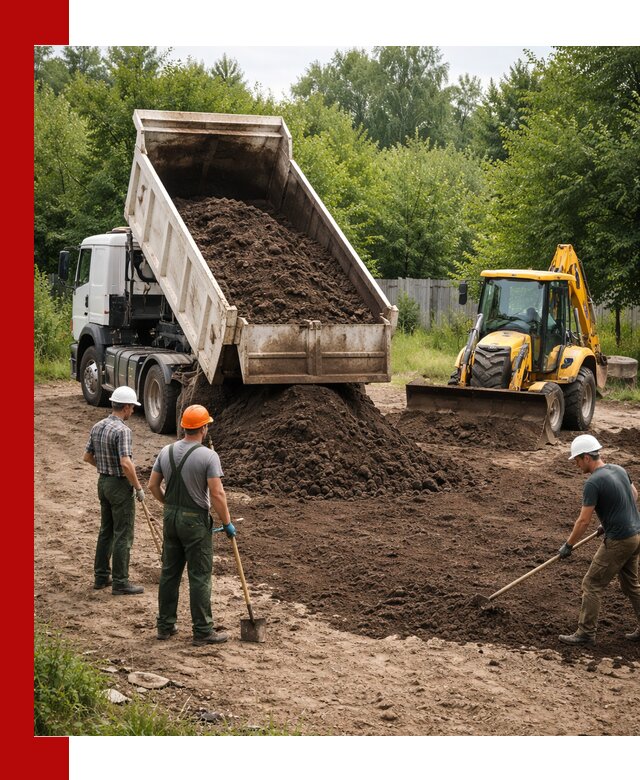 Доставка и укладка грунта для выравнивания участка в Новокубанске