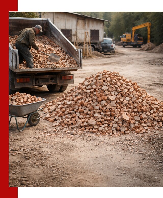 Доставка и подушка из боя кирпича с разгрузкой в Новокубанске