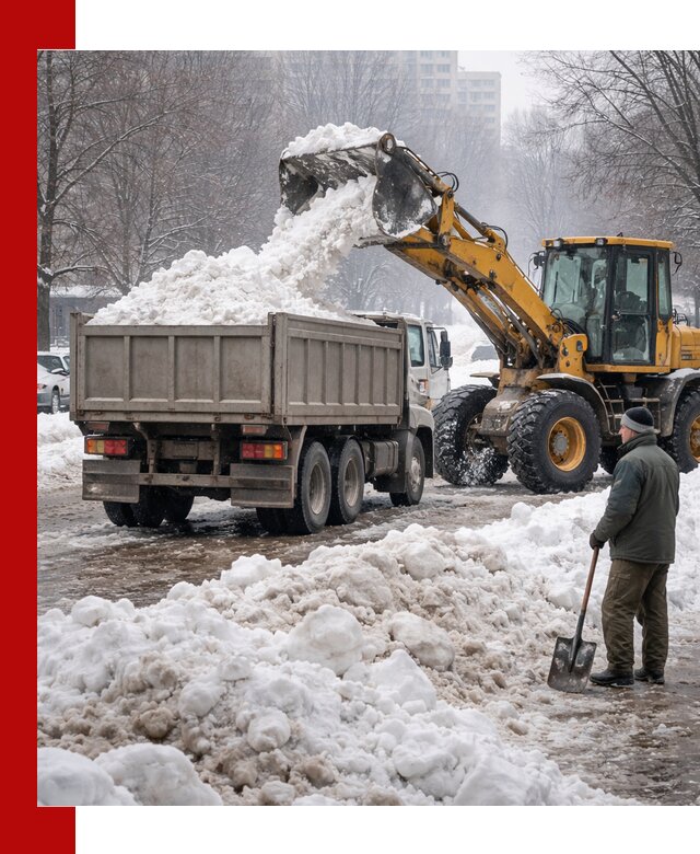 Вывоз снега грузовой техникой в Новокубанске оперативно и чисто