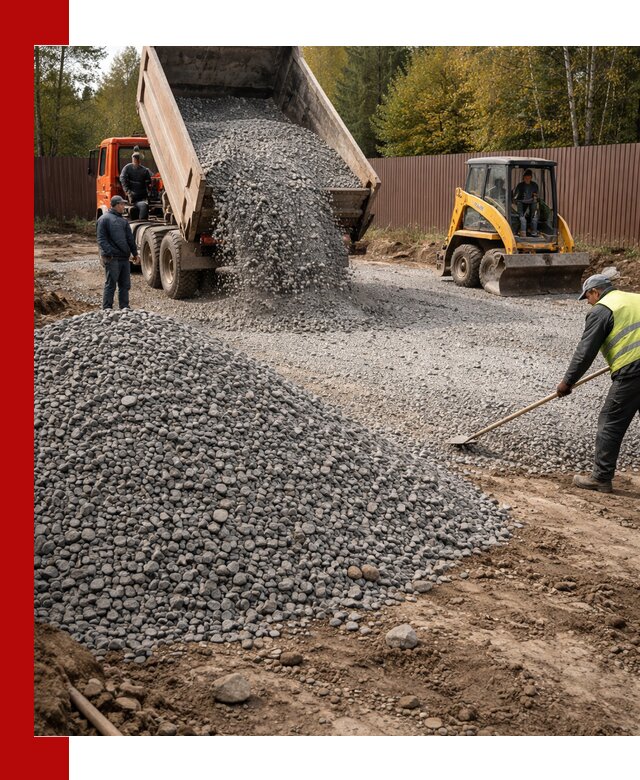 Отсыпка участка щебнем с доставкой и уплотнением в Новокубанске
